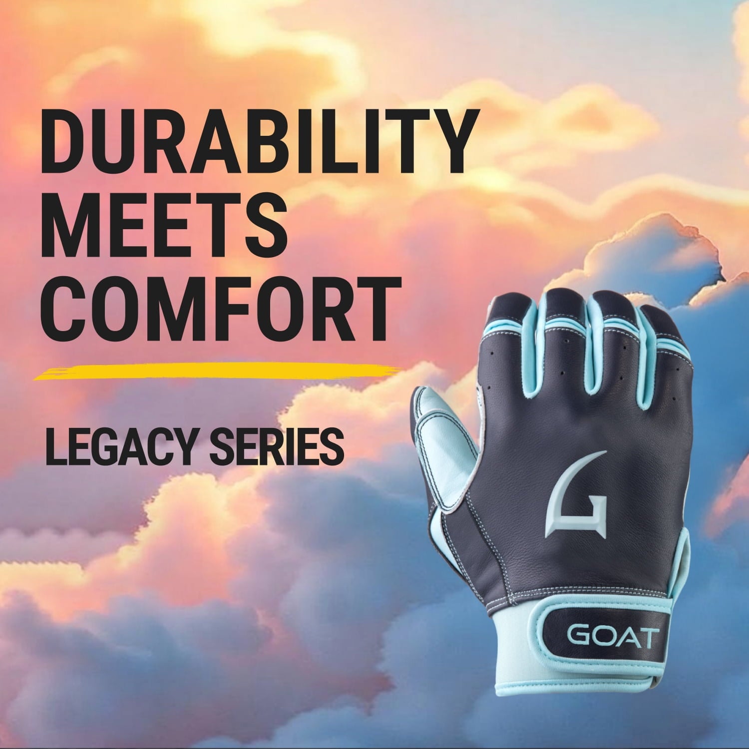 Legacy Series Short Cuff Navy Blue and Powder Blue Batting Gloves