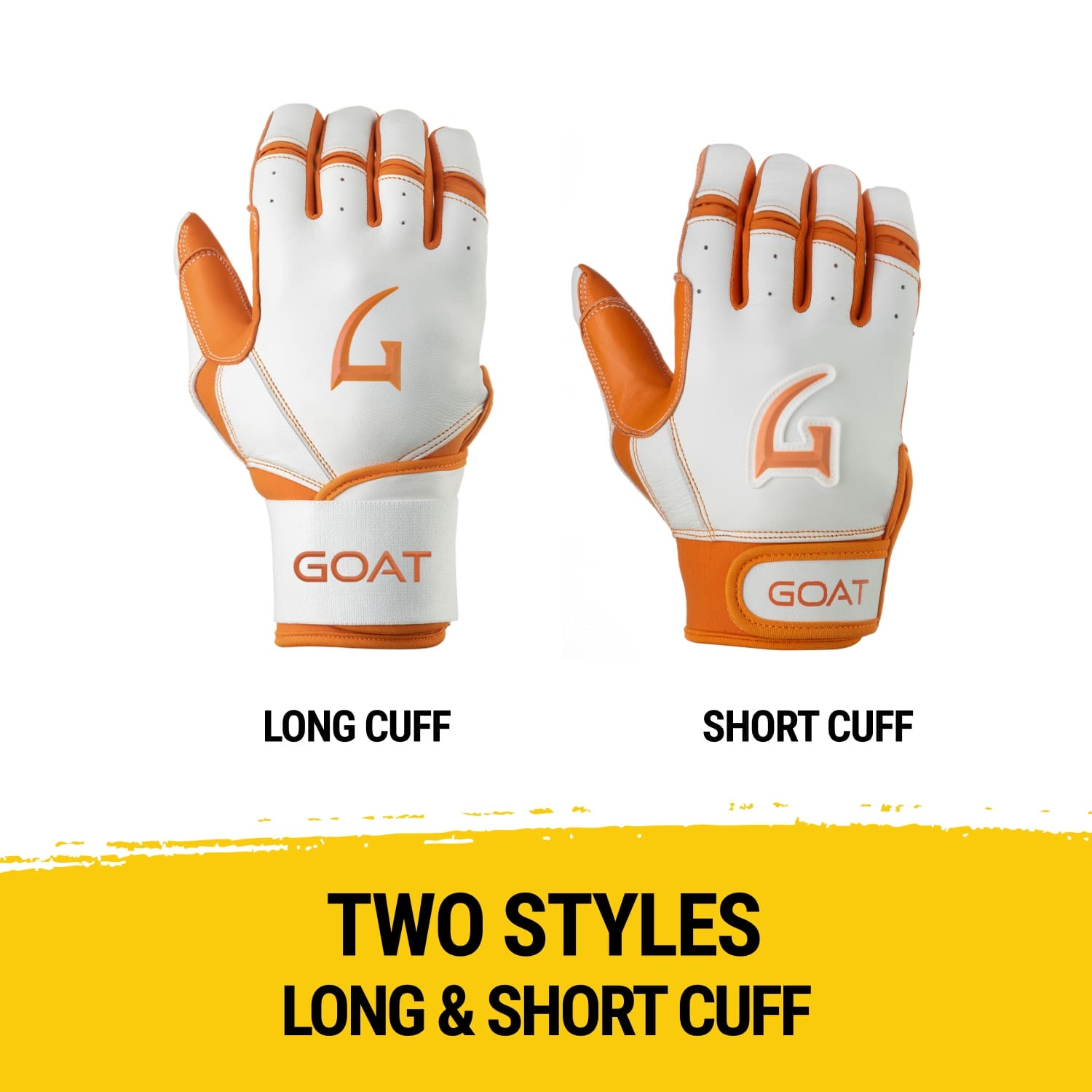 Origin Series Long Cuff White and Orange Batting Gloves