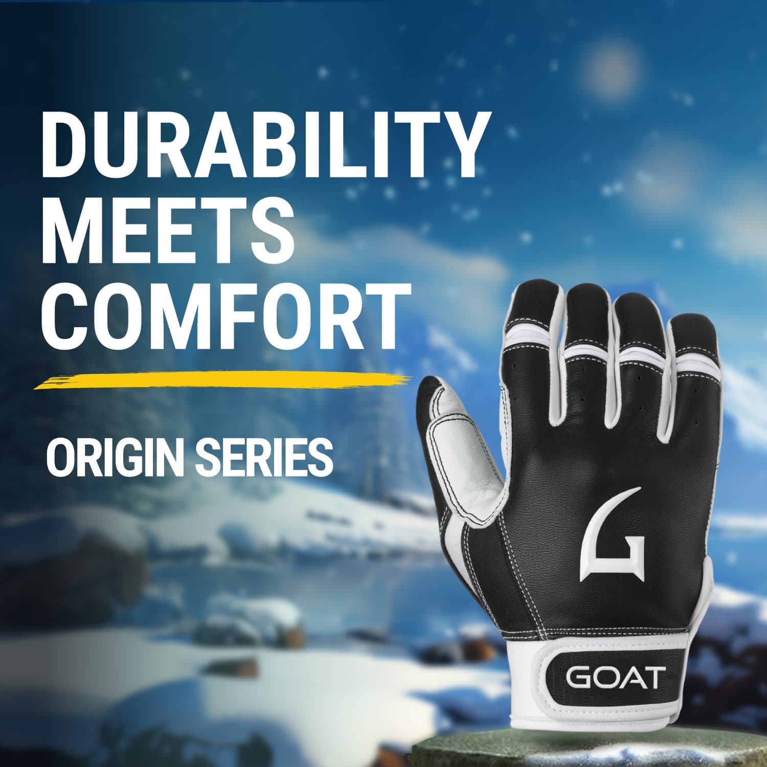 Origin Series Short Cuff Black and White Batting Gloves