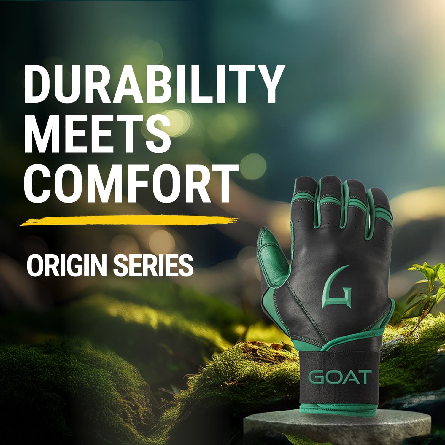 Origin Series Long Cuff Black and Green Batting Gloves