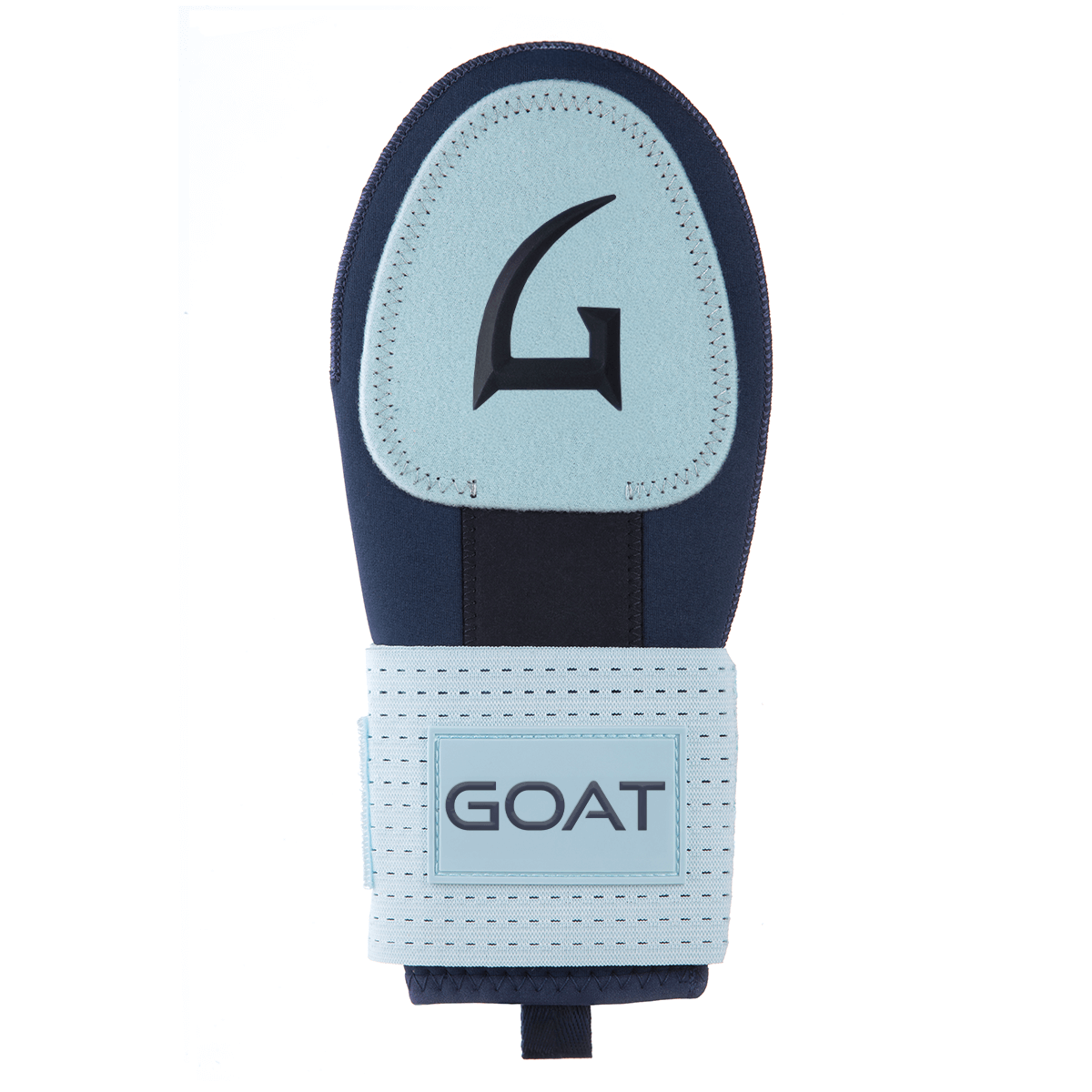 Sliding mitt with Navy Blue and Powder Blue color and the 'GOAT' brand logo
