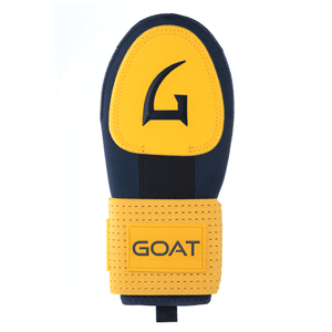 Sliding mitt with Navy Blue and Yellow color and the 'GOAT' brand logo
