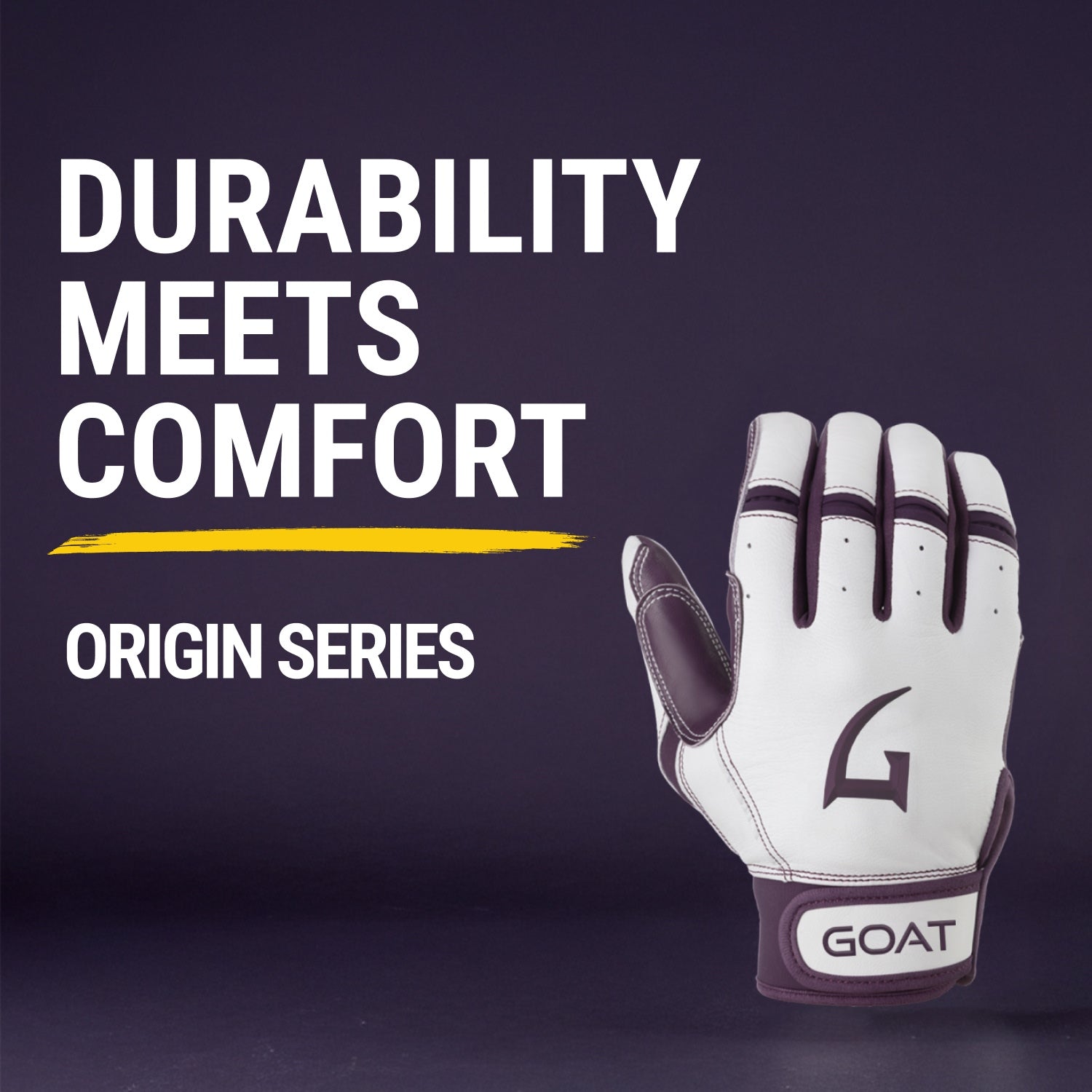 Origin Series Short Cuff White and Purple Batting Gloves