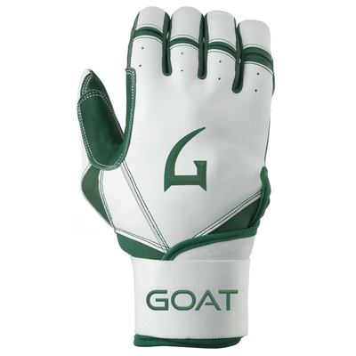 Goat Origin Series Long Cuff White and 
Green Batting Gloves For Right Hand