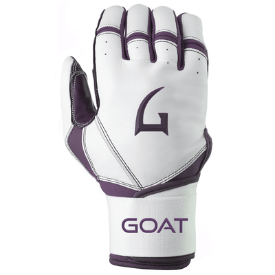Goat Origin Series Long Cuff White and 
Purple Batting Gloves For Right Hand