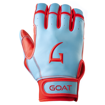 Short Cuff Electric Blue and Red Color Goathletic Batting Glove for right hand