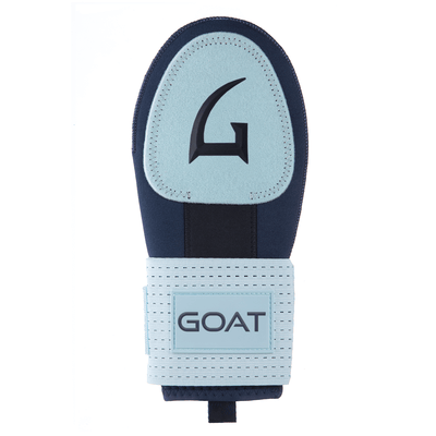 Sliding mitt with Navy Blue and Powder Blue color and the 'GOAT' brand logo